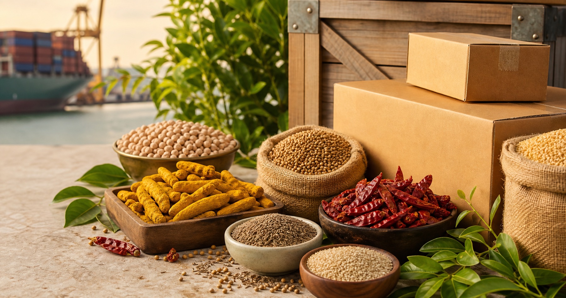 Indian spices, pulses, grains, oil seeds, and export packaging